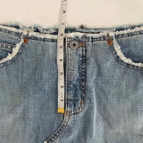 Y2K Vintage Low Rise Guess Jeans Fringe Skirt Size 27 100% Cotton Made in USA - Picture 8 of 11